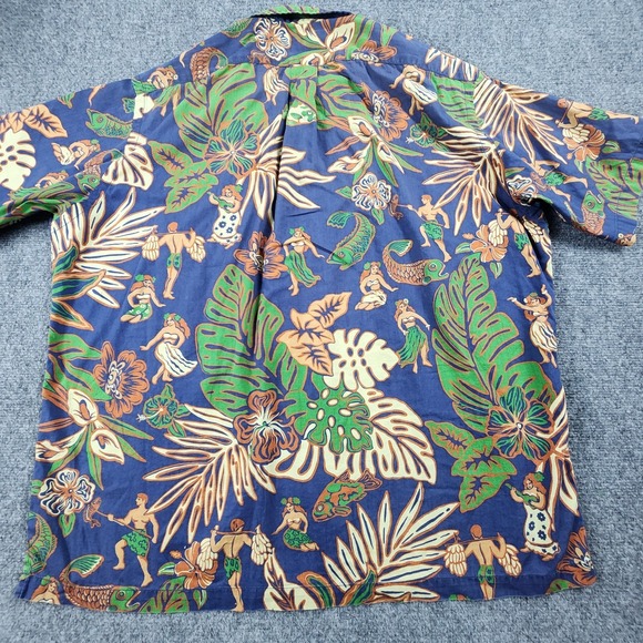 Vintage Polo Sport Ralph Lauren Hawaiian Shirt Mens L Hula Girl Luau Button Flaw - Picture 5 of 10
